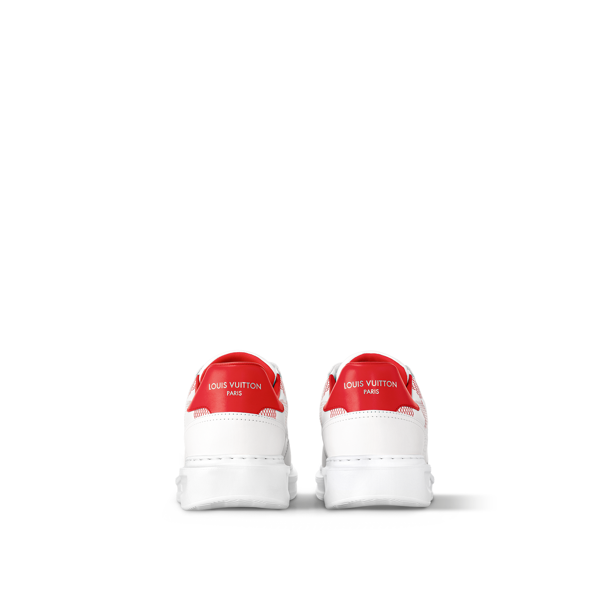 Louis vuitton white 2025 and red sneakers